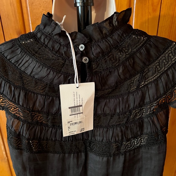 NWT Frame Ramie Lace Trim Top in Noir, Large - Picture 6 of 10